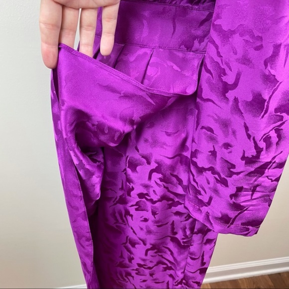 Vintage Nora Noh Purple 100% Silk Long Sleeve Dress Women Size 10 - Picture 7 of 11